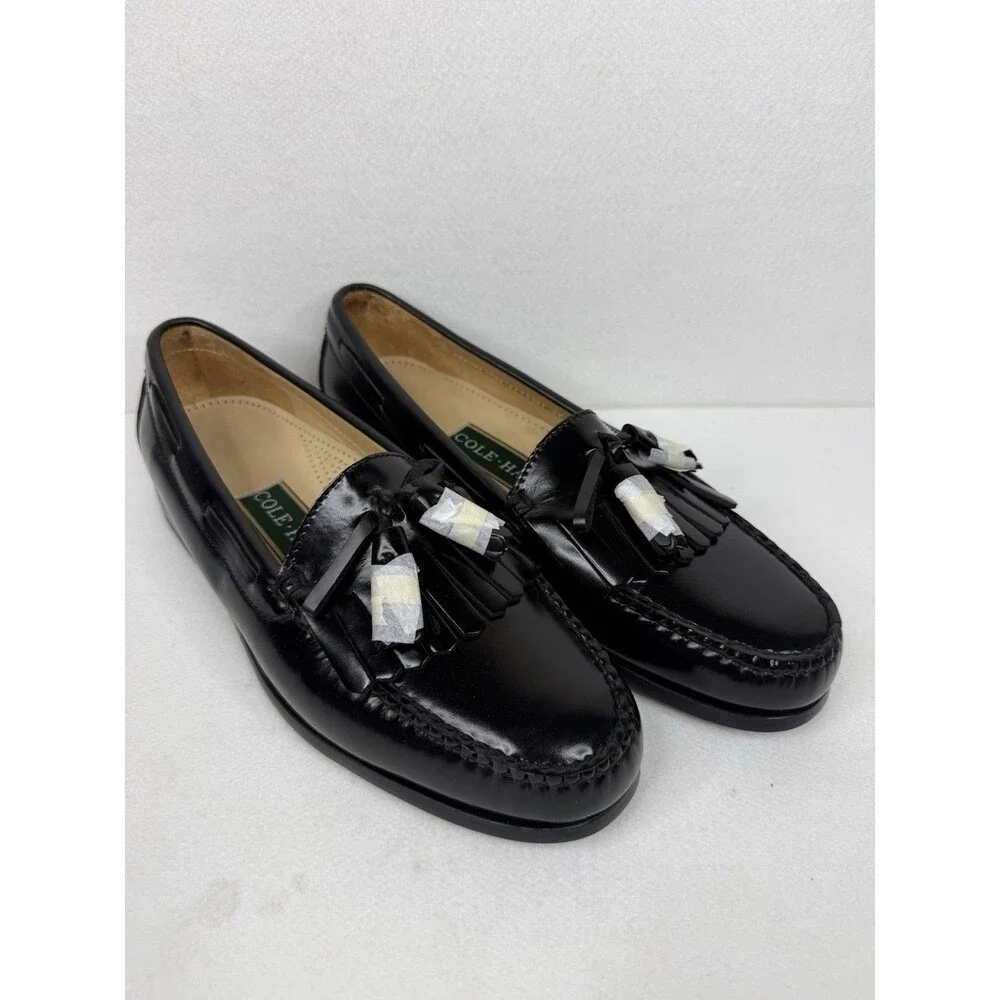 Cole Haan Men's Dress Shoes Leather Black Pinch Shawl Bow Size 10D 1119